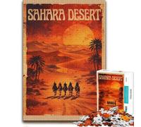 1000 Piece Jigsaw Puzzle, Sahara Desert Camel Caravan Vintage Poster