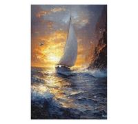 1000 Piece Jigsaw Puzzle, Sailing at Sunset Impressionist-Inspired Artw
