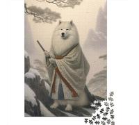 1000 Piece Jigsaw Puzzle, Samoyed The Samurai, 38x26cm/1000pcs, for Adults, Indoor Puzzle Activity, Weekend Downtime And Cosy Evenings