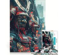 1000 Piece Jigsaw Puzzle Samurai in The Rain, Brain Teaser Game, Family Activities, with Matching Poster And Trivia Sheet 38x52cm