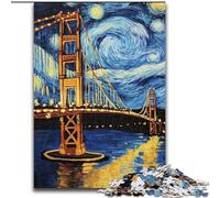 1000-Piece Jigsaw Puzzle San Francisco Bridge at Night Jigsaw Puzzles Family Game Night Challenging And Rewarding Visual Experience (Size 26x38cm)