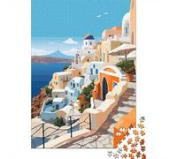 1000 Piece Jigsaw Puzzle, Santorini Afternoon Art, 52x38cm/1000pcs