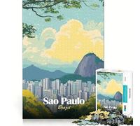 1000 Piece Jigsaw Puzzle Sao Paulo, Brazil Cityscape Illustration Sharp Cut Art Logic Thinking Play Chill Time Play Birthday Fun Gift(38x26cm)
