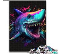 1000 Piece Jigsaw Puzzle Shark Colorful Made of Wood, Perfect Home Or Office Decor, Ideal 50x75cm DIY Art Decor
