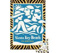 1000 Piece Jigsaw Puzzle, Siesta Key Beach Florida Retro Poster, 70x50cm/1000pcs, for Adults, Relaxing Winter Hobby, Weekend Downtime And Cosy Evenings