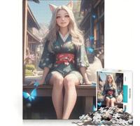 1000 Piece Jigsaw Puzzle Silver Haired Fox Girl Family Game Pattern Assembly with Fully Interlocking Randomly Shaped Pieces 50x75cm