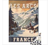 1000 Piece Jigsaw Puzzle Skiing Bliss in Les Arcs | Tough challenge Challenging Family Fun Game Artists' Collection, Fine Arts 50x75cm