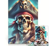 1000 Piece Jigsaw Puzzle Skulls Bones Pirates Jack Family Game Pattern Assembly with Fully Interlocking Randomly Shaped Pieces 38x52cm