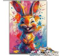 1000 Piece Jigsaw Puzzle Smiling Cute Bunny Jigsaw Puzzles Made of cardboard,Colorful Home Decor & Interactive Family Game, 1000pcs(26x38cm)