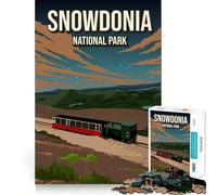 1000 Piece Jigsaw Puzzle Snowdonia England National Park Train Poster Fine Edge Craft Brain Skill Play Relax Game Play Christmas Art Gift (50x75cm)