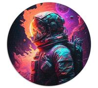 1000-Piece Jigsaw Puzzle Space Astronaut Round Jigsaw Brain Teaser Game for Teenagers, for Family Game Night 67.5x67.5cm
