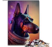 1000 Piece Jigsaw Puzzle Space Dobermann Made of Wood, Fun Activity for at Home 50x75cm DIY Decoration Brain Challenging