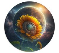 1000 Piece Jigsaw Puzzle Space Sunflower Round Jigsaw Puzzles 1000 Pieces for Adults Relax & Challenge, Colorful Home Decor Art, for Friends 1000pcs (67.5x67.5cm)