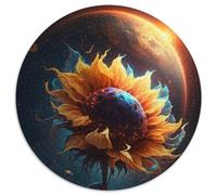 1000 Piece Jigsaw Puzzle Space Sunflower Round Jigsaw Puzzles 1000 Pieces for Adults Relax & Challenge, Colorful Home Decor Art, for Friends 1000pcs (67.5x67.5cm)