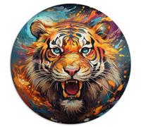 1000 Piece Jigsaw Puzzle Spirit Animal Tiger Round Puzzle for Kids Ages 12 and Up Cardboard Puzzle Educational Game Challenge Toy Size: 67.5 x 67.5 cm