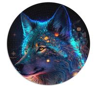 1000 Piece Jigsaw Puzzle Spirit Wolf Round Jigsaw Puzzles 1000 Pieces for Adults Relax & Challenge, Colorful Home Decor Art, for Friends 1000pcs (67.5x67.5cm)