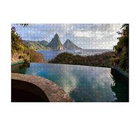 1000 Piece Jigsaw Puzzle St Lucia'S Twin Pitons From Jade Mountain Exotic Caribbean Island Intellectual Paintings Puzzle Home Wall Decor Sustainable Puzzle For Adults Jigsaw Puzzles For Adults 38x26CM