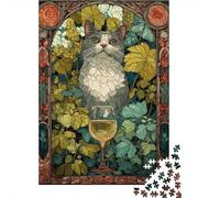 1000 Piece Jigsaw Puzzle, Stained Glass Cat Art Print, 38x26cm/1000pcs | For free time at home: 1000-piece jigsaw puzzle for adults offers 1000 pieces for a longer challenge.