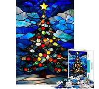 1000 Piece Jigsaw Puzzle Stained Glass Christmas Tree Family Game Brain Intelligence Challenge Addictive Toys Great Gifts for Games Enhance Memory (size 38x52cm)