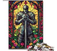 1000 Piece Jigsaw Puzzle Stained Glass Warriors Puzzles for Adults 26X38CM Fun at Home Activities, Birthday Present, Travel Gifts