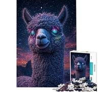 1000 Piece Jigsaw Puzzle Starry Llama Gaze Puzzle For Teenagers Pattern Assembly Train Your Brain And Hands Gifts for Friends And Family (Size 38x52cm)