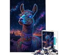 1000 Piece Jigsaw Puzzle Starry Llama Majesty Brain Teaser Game Challenging Game Toys Gifts for Women Men Learning Educational (size 38x26cm)