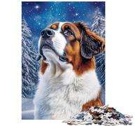 1000 Piece Jigsaw Puzzle Starry Night Saint Bernard Puzzle For Teenagers Pattern Assembly Train Your Brain And Hands Gifts for Friends And Family (75x50cm/1000pcs)