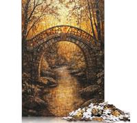 1000 Piece Jigsaw Puzzle Stone Bridge Autumn Forest Jigsaws Puzzles Wooden Puzzle Assembly Toy Family Interactive Game 1000pcs (75x50cm)