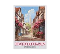 1000 Piece Jigsaw Puzzle,Stratford-upon-avon Warwickshire Vintage Travel Poster,Adults Children Wood Toy Educational Game(75x50cm)-CE23