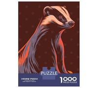 1000 Piece Jigsaw Puzzle Stylized Badger Illustration Puzzle for Adults Toy Wall Decor Precision Cutting Unique Birthday And Xmas Gifts 70x50cm/1000pcs