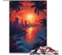 1000-Piece Jigsaw Puzzle Sunset in A Seaside Town 1000Pc Adults Jigsaw Puzzle for Teenagers, Family Interactive Game, Challenge Gift (Szie 26x38cm)