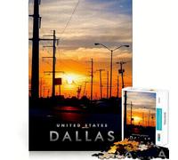 1000 Piece Jigsaw Puzzle Sunset in Dallas Fine Edge Craft Brain Skill Play Relax Game Play Christmas Art Gift (38x52cm)