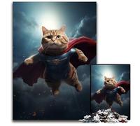 1000 Piece Jigsaw Puzzle Superman Cat SuperheroChallenging Puzzles Challenging Brain Teaser for Teenagers Family Fun Interactive Game 1000 PCS(75x50cm)
