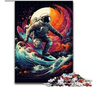 1000 Piece Jigsaw Puzzle Surfing Astronauts Puzzle Made of Wood, Ideal for Office, Bedroom, Living Room Decor 1000pcs(50x75cm)