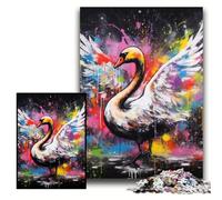 1000-Piece Jigsaw Puzzle Swan Graffiti Painting Impossible Jigsaw Puzzles for Adults 26x38 cm for Teenager & Families, Perfect DIY Decor & Brain-Teasing Challenge