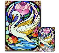1000 Piece Jigsaw Puzzle Swan Stained Glass StyleChallenging Puzzles Challenging Brain Teaser for Teenagers Family Fun Interactive Game 1000 PCS(38x26cm)