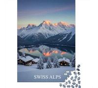 1000 Piece Jigsaw Puzzle, Swiss Alps Winter Landscape, 52x38cm/1000pcs, for Adults, Puzzle Lover Present, Winter Home Activity And Time at Home