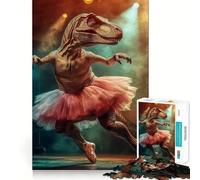 1000 Piece Jigsaw Puzzle T-Rex Ballet Dancer Flawless Fit Art Brain Boosting Play Rest Time Play Christmas Wall Art (38x52cm)