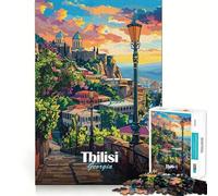 1000 Piece Jigsaw Puzzle Tbilisi, Georgia Cityscape Illustration Sharp Cut Art Logic Thinking Play Chill Time Play Birthday Fun Gift (38x52cm)