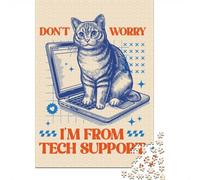 1000 Piece Jigsaw Puzzle, Tech Support Cat Poster, Funny IT Humor Wall Art, Geek Office Decor Laptop Cat P, 70x50cm/1000pcs, for Adults, Family Activity, Time Around The Table And Weekend Downtime