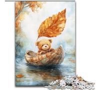1000-Piece Jigsaw Puzzle Teddy Bear Sailing Walnut Shell Boat Challenging Puzzles 26X38CM Educational Activity for Cognitive Skills Cognitive Skill Improvement