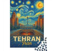 1000 Piece Jigsaw Puzzle, Tehran, Iran︰ Starry Night Impression, 38x26cm/1000pcs, for Adults, Winter Indoor Activity, Weekend Downtime And Time at Home