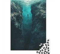1000 Piece Jigsaw Puzzle, Thalassophobia Underwater Diver Between Cliffs, 52x38cm/1000pcs, for Adults, Winter Indoor Activity, Home Relaxation And Cosy Evenings