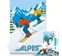 1000 Piece Jigsaw Puzzle The Alps Mountains - Winter Sports Flawless Fit Art Brain Boosting Play Rest Time Play Christmas Wall Art (38x52cm)