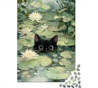 1000 Piece Jigsaw Puzzle, The Cat Among The Lilies, 38x26cm/1000pcs, for Adults, Shared Puzzle Activity, Weekend Leisure And Time Together