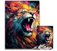 1000-Piece Jigsaw Puzzle The Colorful And Psychedelic King of Beasts Puzzles for Adults Ideal for Lover Perfect Christmas New Year Valentine's Gift 1000 PCS(38x26cm)