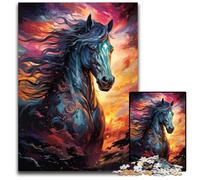 1000 Piece Jigsaw Puzzle The Colorful Psychedelia of Galaxy Horse Wooden Jigsaw Puzzles for Adults for Teenagers Couples And Friends for Birthdays Christmas 1000 PCS(75x50cm)