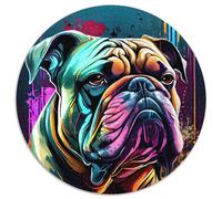 1000 Piece Jigsaw Puzzle The Gently Bulldog 1000Pc Adults Round Jigsaw Puzzle for Mother'S Day, Birthdays, Christmas (Size 67.5x67.5cm)