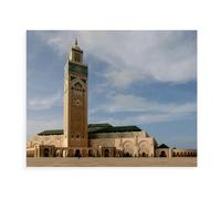 1000 Piece Jigsaw Puzzle，Third-Largest Mosque with a 200m-High Minaret, Casablanca，Wooden puzzle，Adult Educational Intellectual Decompression Toy Puzzles Fun Family Game（75x50cm）-BE75