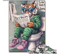 1000 Piece Jigsaw Puzzle Tiger Go Toilet Made of Wood, Idea, Humorous Artwork, Detailed Artwork 50x75cm Adult & Family Activity, DIY Home Decor Gift